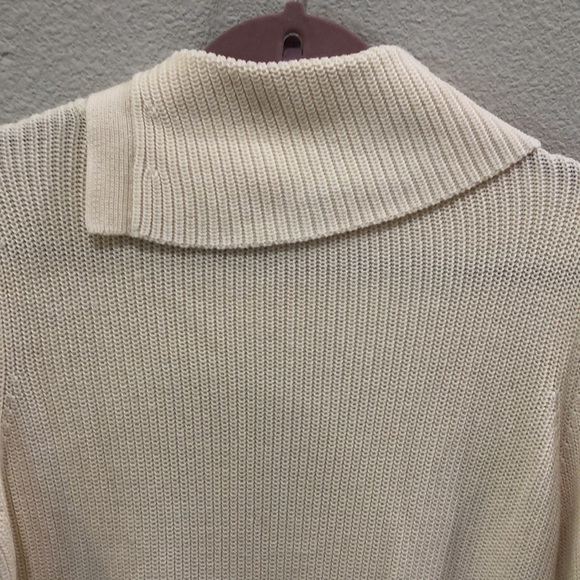 TALBOTS Petite ivory colored, split cowl neck sweater. Size L - Picture 3 of 5